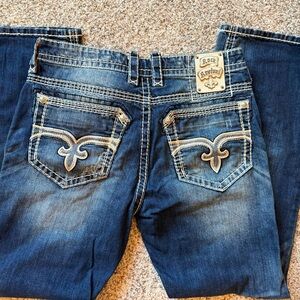 Rock Revival Dark Blue Denim with Embroidered Pockets